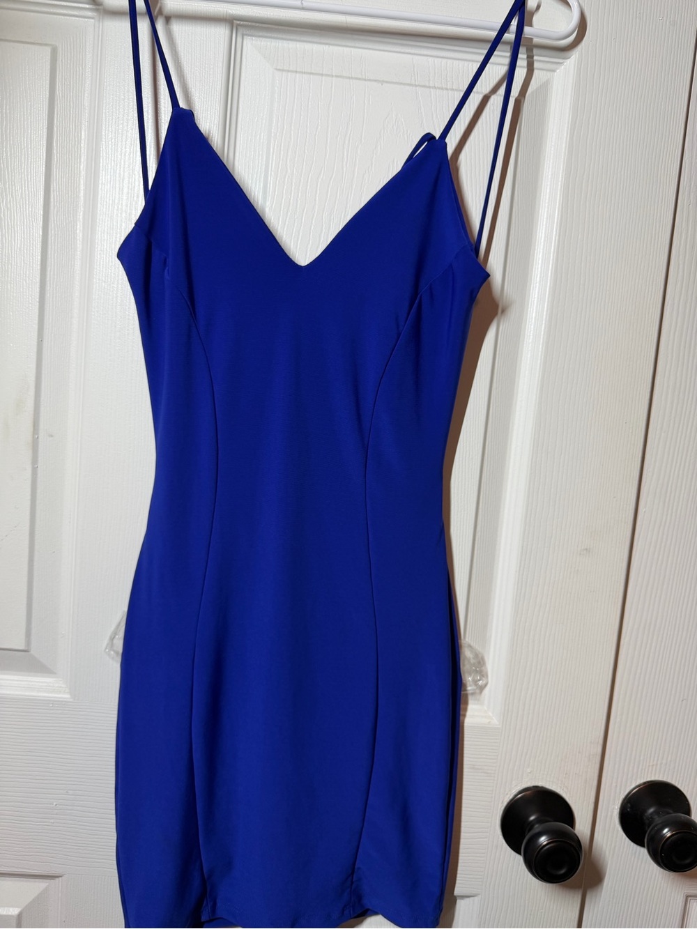 Foreign Exchange Cobalt Blue Spaghetti-Strap V-Neck Mini Dress